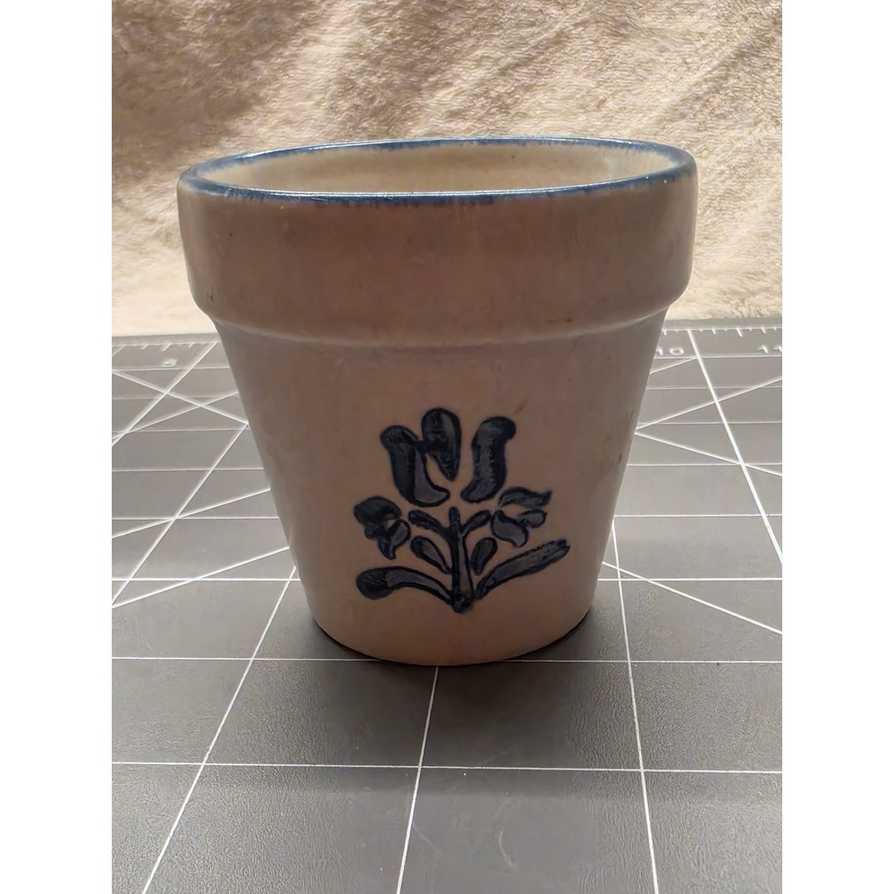 Vintage Pfatzgraff Floral Stoneware Planter Salt Glazed Small Succulent Crock